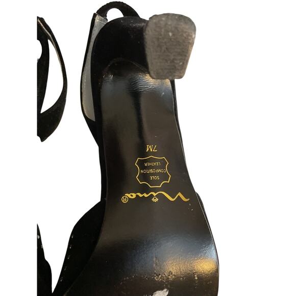 Touch Of Nina Heels Women’s Size 7M Black Suede Sparkle Rhinestones Slingback’s - Picture 10 of 12